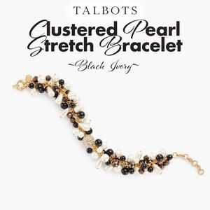 Talbots Clustered Pearl Stretch Bracelet Black Ivory 
~Black Ivory~